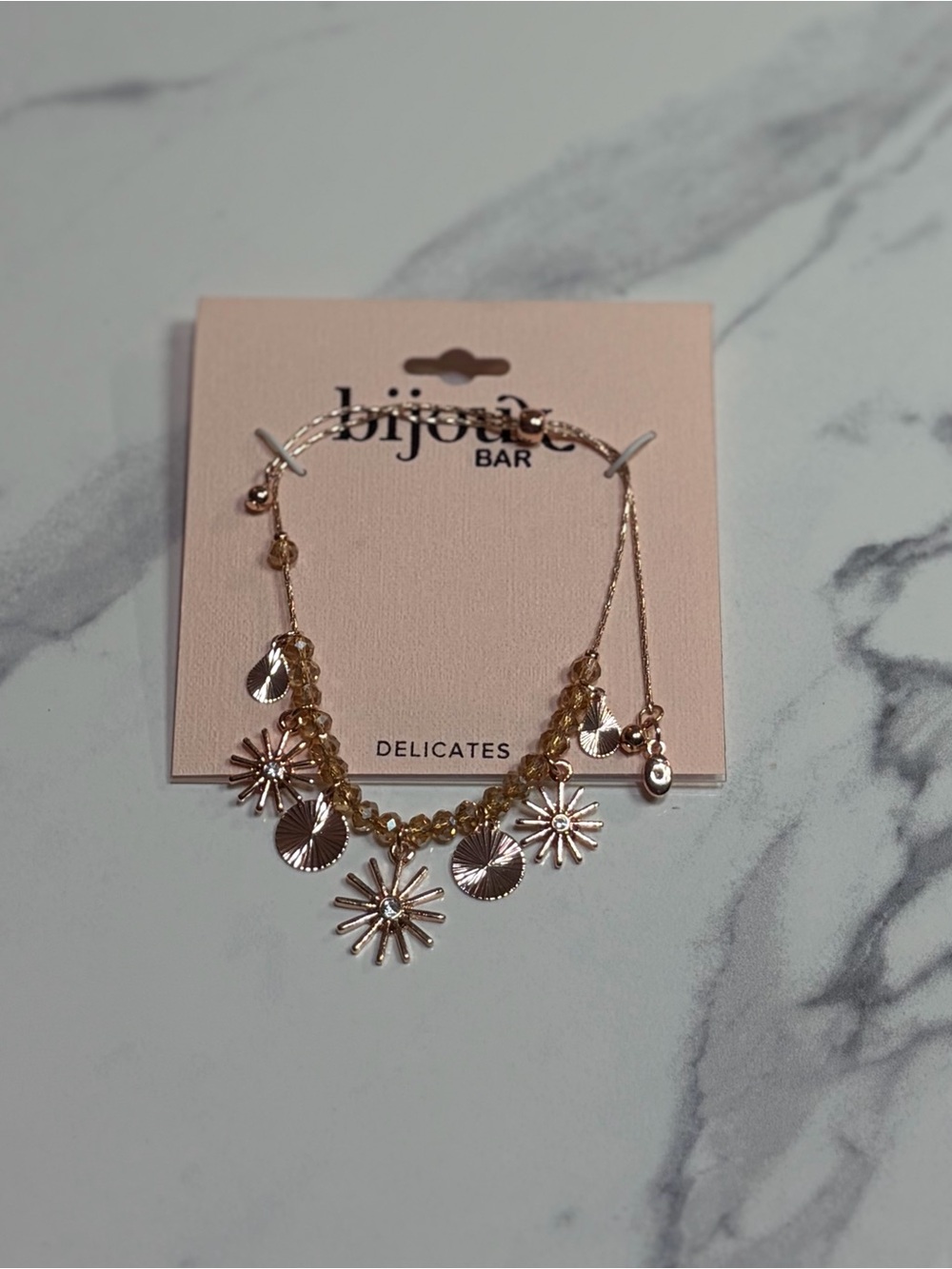 delicates Rose Gold Floral Charm Anklet